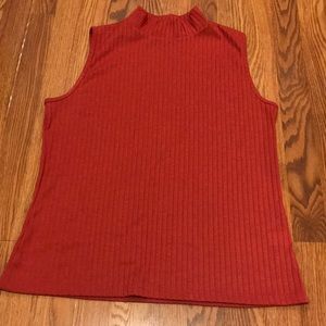 Rust sleeveless mock neck top